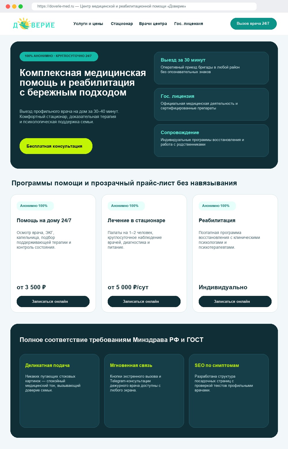 Центр «Доверие» — медицинская помощь и реабилитация 24/7